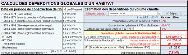 calcul deperditions thermiques chauffage bois