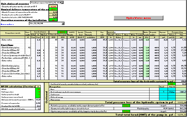 Software hydraulic calculation